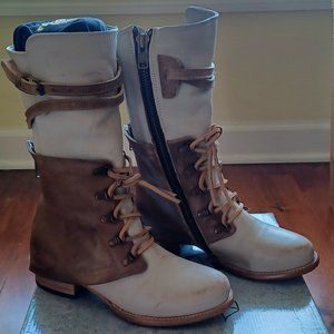 FREEBIRD By Steven Brand New Ravi Moto Boots Beige Multi Size 9!